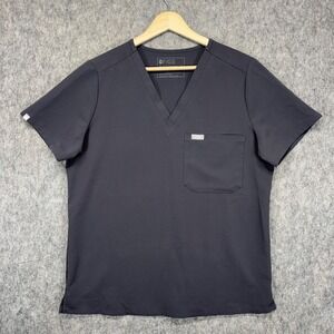 Figs Catarina Scrub Top Women's Medium Black Nurse Short Sleeve FW1000